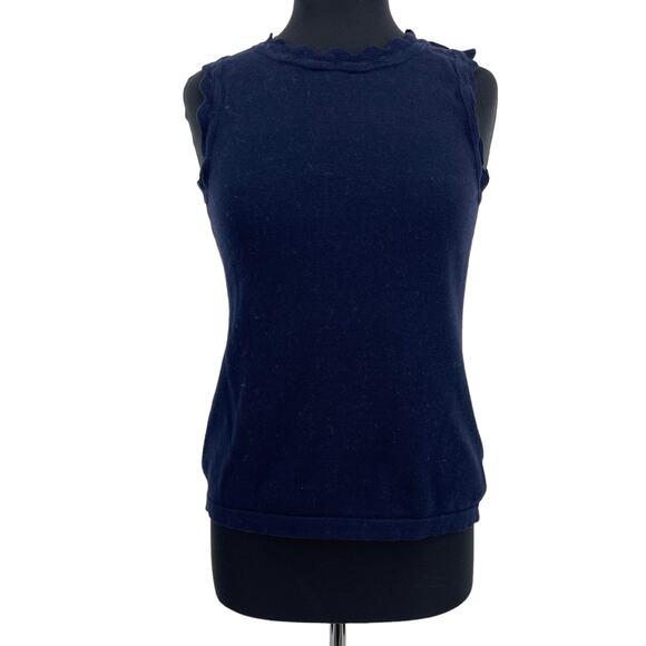 Banana Republic Factory Women’s Blue Sleeveless Scallop Hem Tank Sweater Size XS - Picture 1 of 8